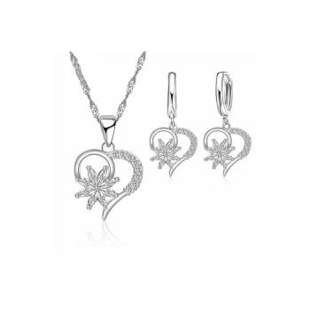 925 Damgalı Gümüş Kaplama Taşlı Özel Tasarım Kadın Kolye ve Küpe Seti