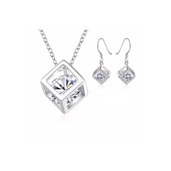 925 Ayar Gümüş Kaplama Küp Kolye Küpe Seti
