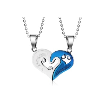 Sevgililer Için Paslanmaz Titanyum Seni Seviyorum Kolye - Mavi