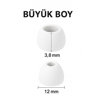 1 Çift 2 Adet Kulaklık Silikonu Samsung Uyumlu-Büyük 12mm Beyaz