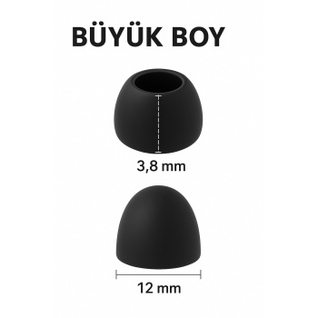 1 Çift 2 Adet Kulaklık Silikonu Samsung Uyumlu-Büyük 12mm Siyah