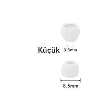1 Çift 4 Adet Kulaklık Silikonu Samsung Uyumlu-Küçük 8.5mm Beyaz