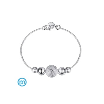 Top Desenli 925 Ayar Gümüş Kadın Bileklik