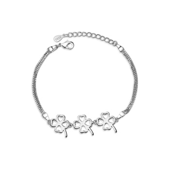 925 Ayar Yonca Tasarımlı Kadın Gümüş Bileklik Sevgililer Günü Sevgiliye Hediye