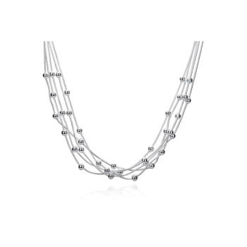 925 Damgalı Gümüş Kaplama Boncuklu Zincir Kolye