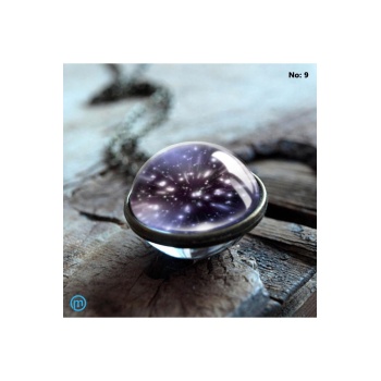 Çift Taraflı Unisex Bay Bayan Galaksi Cam Küre Kolye-no 9