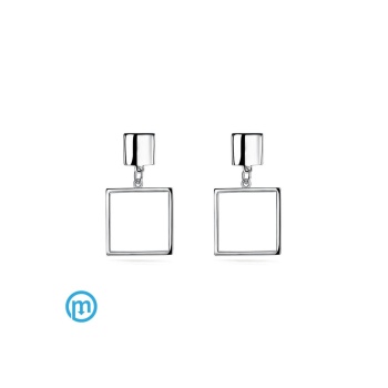 Kare Kadın Saplamalı Küpe- Gümüş Renk