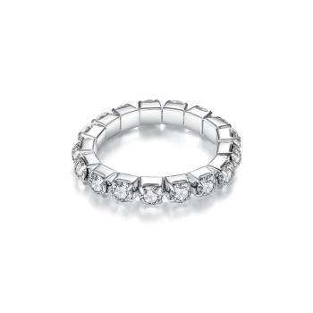 Tek Sıra Zirkon Taşlı Su Yolu Gizli Lastikli Elastik Boyutlanabilir Kadın Yüzük