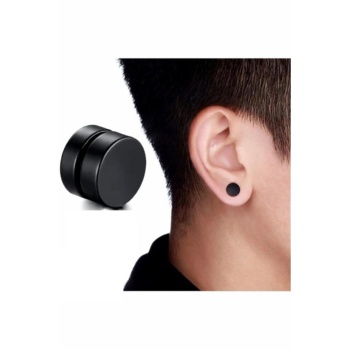 Paslanmaz Çelik Erkek Kadın Mıknatıslı Yuvarlak Manyetik Küpe 1 Adet