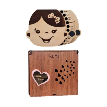 Kız Bebek Süt Dişleri Göbek Bağı Ve Saç Saklama Anı Albüm Kutusu Bebek Hediyesi