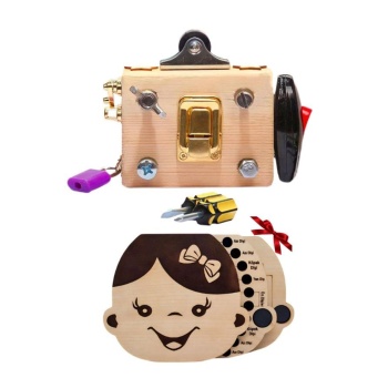 Montessori Eğitici Ince Motor Zeka Geliştirici Ve Bebek Yüzlü Diş Albümü Ahşap Oyuncak Seti Hediyesi