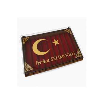 Kişiye Özel Ahşap Tespih Kutusu – Cam Kapaklı 1 Katlı 10lu Tesbih Koleksiyon Kutusu