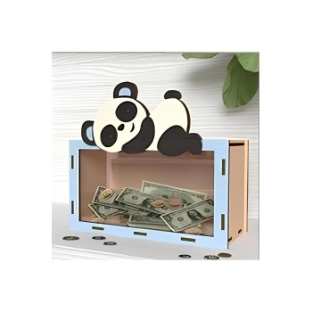 Hayvan Figürlü Önü Şeffaf Pleksili Ahşap Kumbara Tipbox