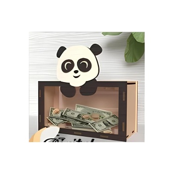 Hayvan Figürlü Önü Şeffaf Pleksili Ahşap Kumbara Tipbox