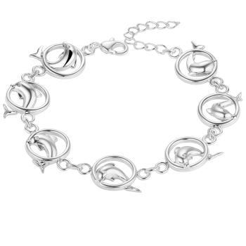 925 Ayar Gümüş Kadın Yunus Figürlü Bileklik – Zarif Hediyelik Takı