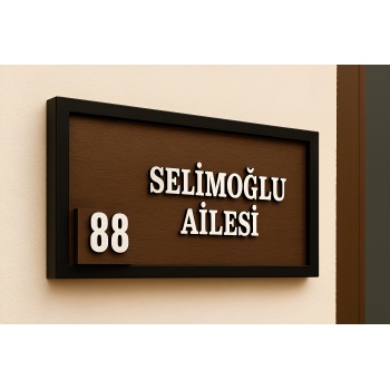 Kişiye Özel Çiçekli Ahşap Kapı Numarası ve İsimlik – Dekoratif Ev Kapı Süsü