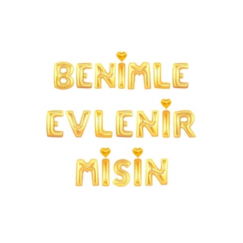 Benimle Evlenirmisin Folyo Balon Set Gold Altın