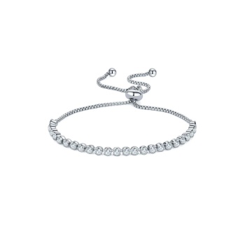 Avusturya Kristali Taşlı Su Yolu Ayarlanabilir Asansörlü 925 Ayar Gümüş Bileklik