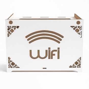 Wi-Fi Modem Kutusu – MDF Beyaz Ahşap Dekoratif Kutu | Kablo Gizleyici • Duvar Tipi Router Kutusu • Şık Tasarım