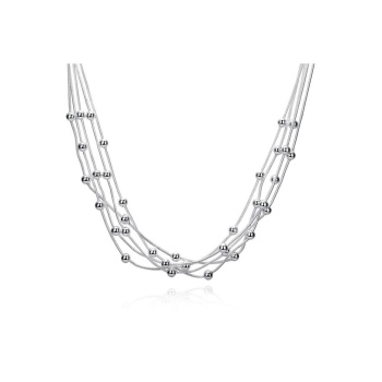 925 Damgalı Gümüş Kaplama Boncuklu Zincir Kolye