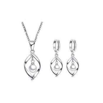 925 Ayar Gümüş Inci Taşlı Özel Tasarım Gümüş Kolye Ve Küpe Seti