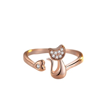 925 Ayar Gümüş Boyutlanabilir Sevimli Kedi Kadın Yüzük