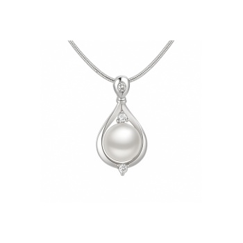 925 Ayar Zincirli Damla Tasarım İnci Taşlı Gümüş Kaplama Kadın Kolye Hediyelik