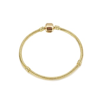 925 Ayar Cham Uyumlu Yılan Zincir Gümüş Üzeri Altın Kaplama Kadın Bileklik-gold