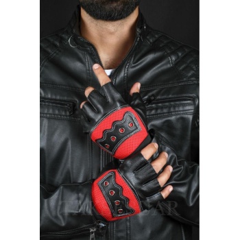 Erkek Kesik Deri Eldiven Fileli Tasarım Cırrtcırtlı Ayarlanabilir Beden