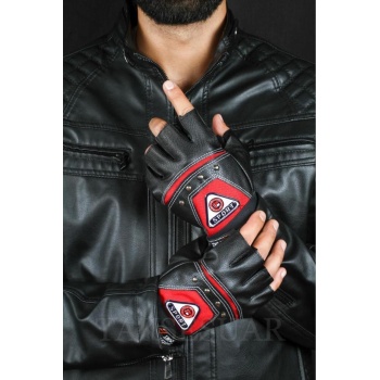 Erkek Kesik Deri Eldiven Fileli Tasarım Cırrtcırtlı Ayarlanabilir Beden