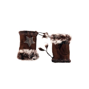 Parmaksız Tasarım Yıldız ve Parıltı Taşlı Kadın Eldiven Ayarlanır