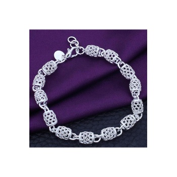 925 Ayar Içi Boş Kristal Telkari Kadın Gümüş Kaplama Bileklik