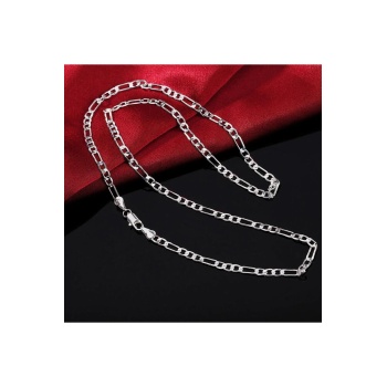 925 Ayar Erkek Kadın Unisex Figaro Gümüş Kaplama Zincir Kolye