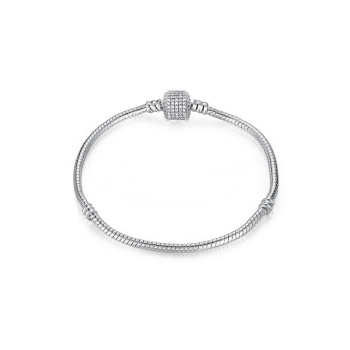 925 Ayar Gümüş Taş Desenli Silindir Kilit Kadın Gümüş Bileklik