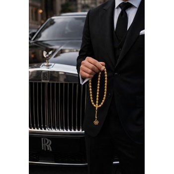 14K Altın Kaplama Erkek Arpa Kesim Bilek Tesbih – Lüks Hediye Kutulu