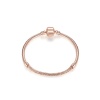 925 Ayar Cham Uyumlu Yılan Zincir Gümüş Üzeri Altın Kaplama Kadın Bileklik-rose Gold