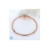 925 Ayar Cham Uyumlu Yılan Zincir Gümüş Üzeri Altın Kaplama Kadın Bileklik-rose Gold