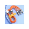 6A 120W 3 in 1 Usb to Type-C + Micro Usb + Lightning Hızlı Şarj Kablosu Silikon Kablo 1 Metre