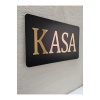 KASA YAZILI SİYAH MDF ÜZERİ  GOLD AYNALI PLEKSİ YAZILI YÖNLENDİRME LEVHASI TABELA 50X30 CM