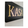 KASA YAZILI SİYAH MDF ÜZERİ  GOLD AYNALI PLEKSİ YAZILI YÖNLENDİRME LEVHASI TABELA 50X30 CM