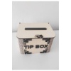Dekoratif Krem Ahşap Tip Box Kutu Bahşiş Kutusu Kumbara Tipbox