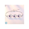 925 Ayar Gümüş Yonca Figürlü Kalpli Mor Taşlı Kadın Bileklik Sevgililer Günü Sevgiliye Hediyelik
