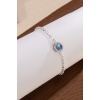 925 Ayar Gümüş Mavi Taşlı Kadın Bileklik - Zirkon Taş Çerçeveli Ayarlanabilir Şık Tasarım Takı