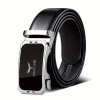 Ayarlanabilir Mekanizmalı Paslanmaz Çelik Deliksiz Otomatik Toka Hakiki Deri Erkek Bel Kemeri 130cm