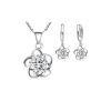 925 Ayar Gümüş Çiçek Kolye Kanca Küpe Seti Sevgiliye Hediye