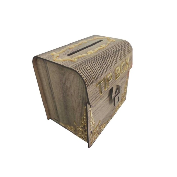 Sly- Ahşap Aynalı Pleksili Tip Box Kumbara Ve Bahşiş Kutusu Tipbox