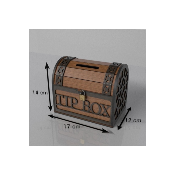Tip Box Bahşiş kutusu ve Kumbara Sandık Tipi Tipbox Ceviz Ahşap