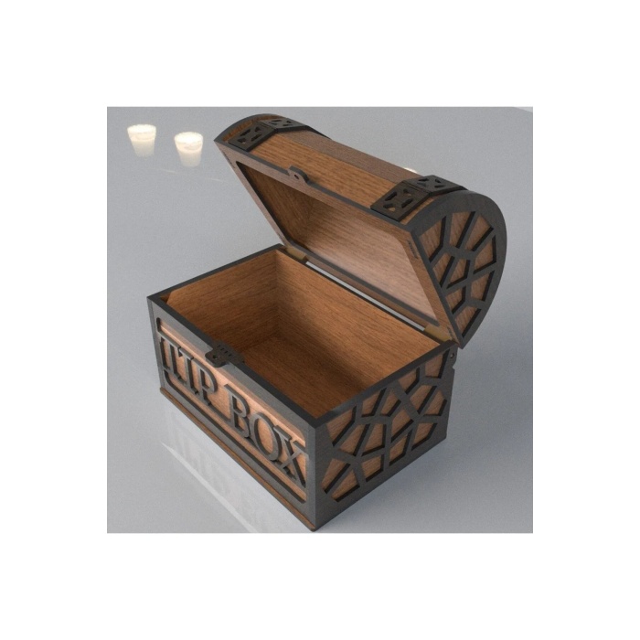 Tip Box Bahşiş kutusu ve Kumbara Sandık Tipi Tipbox Ceviz Ahşap