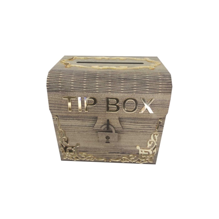 Ahşap Aynalı Pleksili Tip Box Kumbara Ve Bahşiş Kutusu Tipbox