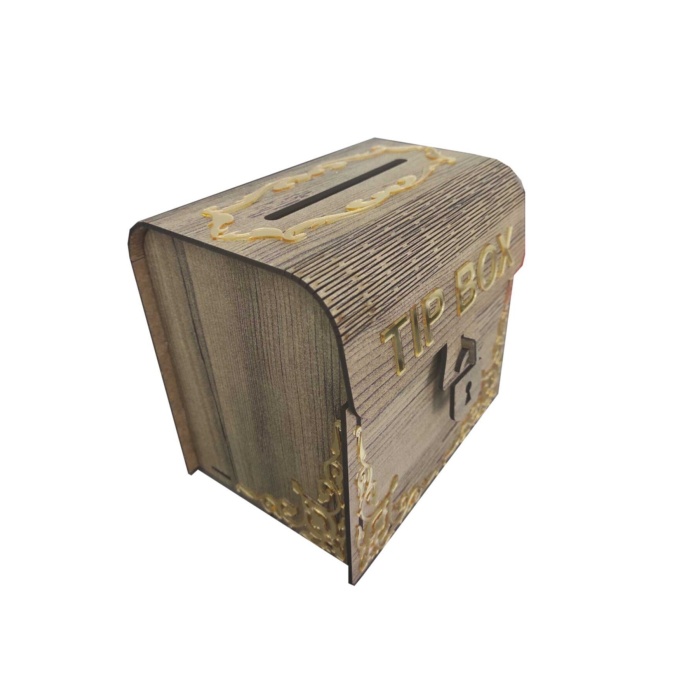 Ahşap Aynalı Pleksili Tip Box Kumbara Ve Bahşiş Kutusu Tipbox